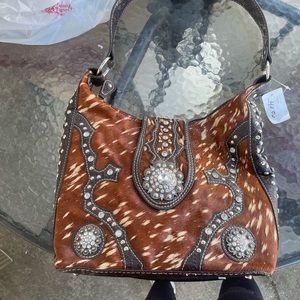 Womens Western Cowhide Leather Concealed Carry Purse